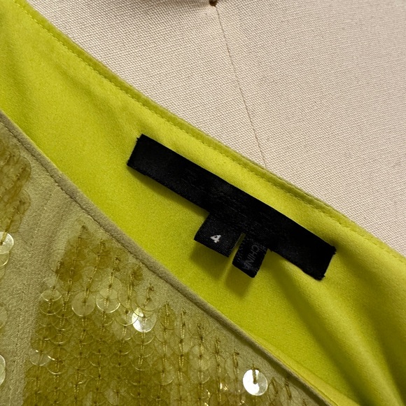 Rachel Roy Lime Green, Drop Waist Sequin Mini Skirt - Y2K Gah Rave Holiday Party - Picture 8 of 11